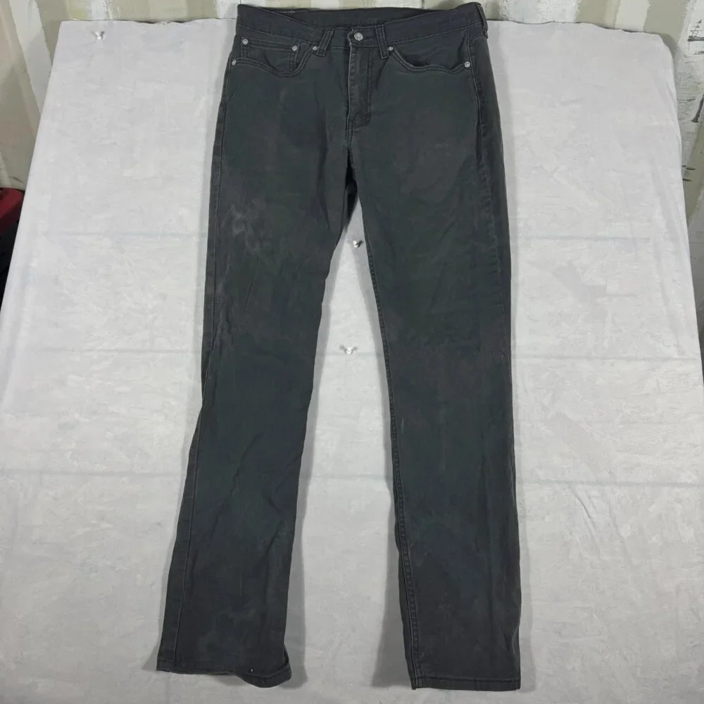 Levi's 514 Straight Leg Jeans Mens Dark Gray Denim Classic Streetwear Size 34x34
